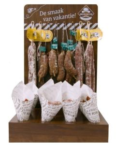 Display voor puntzakjes Monsieur Saucisson