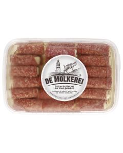 Salamirolletjes met geitenkaas